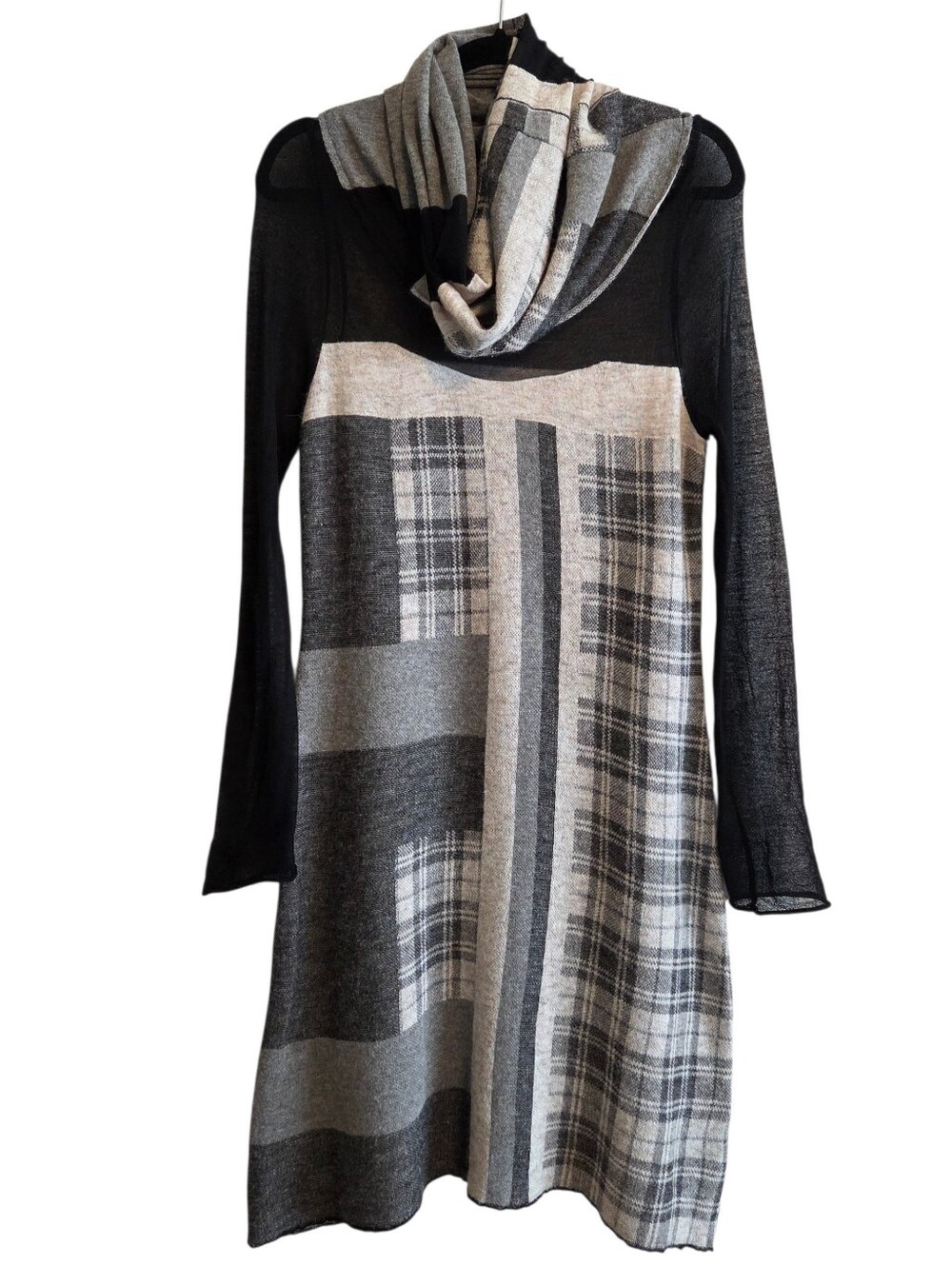 Ingrid Munt Alpaca Blend Cowl Neck Colorblock Sweater Dress Sz M Workwear Luxe